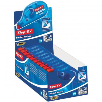 Tipp-Ex Korrekturroller Pocket Mouse mit Schutzkappe, 10m x 4.2mm, 10er Pack, ideal für die Schultüte