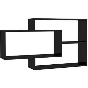 Hochglanz schwarzes Wandregal 104×24×60 cm Spanplatte