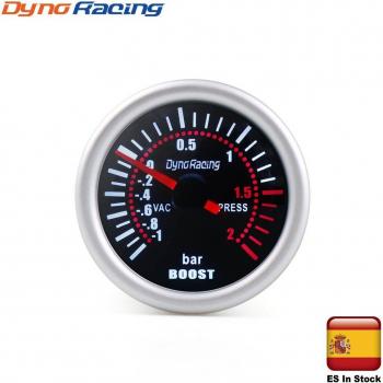 Jauge de turbo Dynoracing 52mm 2 avec lentille fumée et barre LED 12V