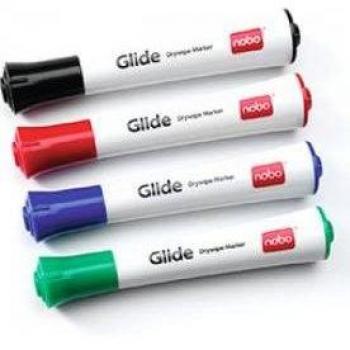 Marqueurs Nobo Glide Pointe Fine Assortie 1mm 4 unités