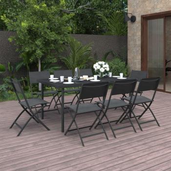 VidaXL Juego de comedor para jardín 9 piezas acero