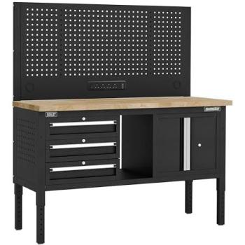 Modular Workbench Pro 3‑Drawer – 1.52 m Wooden Surface, Sealey