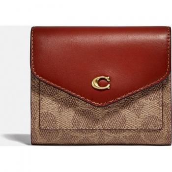 Colorblock Coated Canvas Signature Wallet by Coach in Brown for women, ONE SIZE