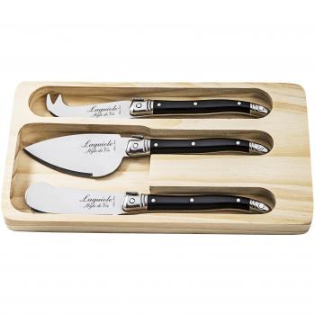 Küchenmesser Set – Laguiole Käse Messer, Schwarz, 3 Stück