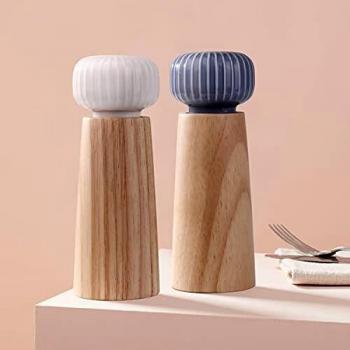 HAIPUSEN Wooden and Ceramic Salt and Pepper Mills