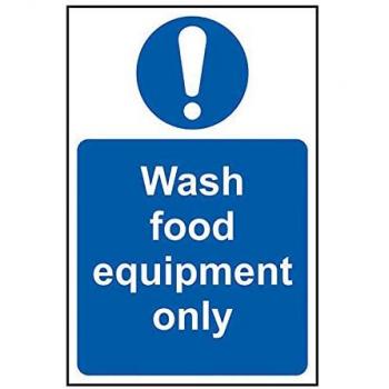 Wash Food Equipment Only Self-Adhesive Sign