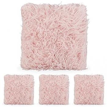 Cojines Suaves de Pelo Sintético, Juego de 4, Almohadones Rellenos, 35 x 40 cm, Rosa