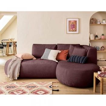 Santorini Modulaire Prune – Couch à Angle Droit avec Pouf 4 Places