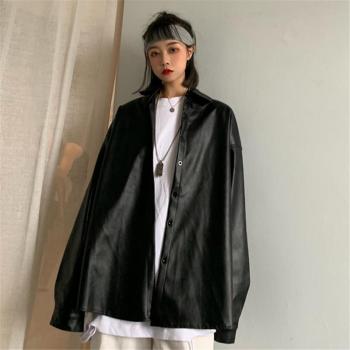 Women’s Black PU Leather Overshirt