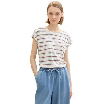 Tom Tailor T-shirt a maniche corte strisce colorate bianco XS