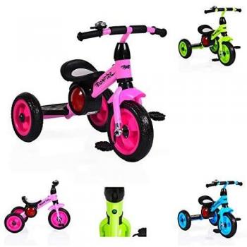 Triciclo Moni Rosa Bonfire, Pneumatici EVA, Luce LED