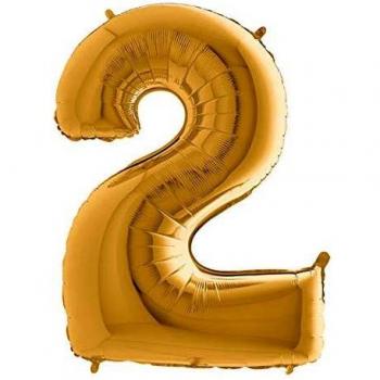 Pallone mylar sagomato oro, altezza 102 cm, nr. 1