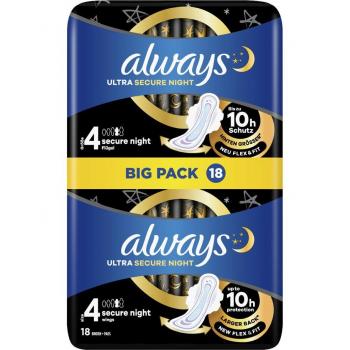 Always Ultra Secure Night, serviettes hygiéniques avec ailettes