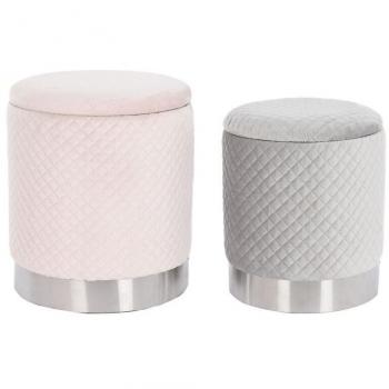 Repose-pied DKD Home Decor 40 x 40 x 45 cm Grigio Rosa