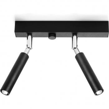 Spot Euluna Nicanor plafond noir/chromé à 2 lampes