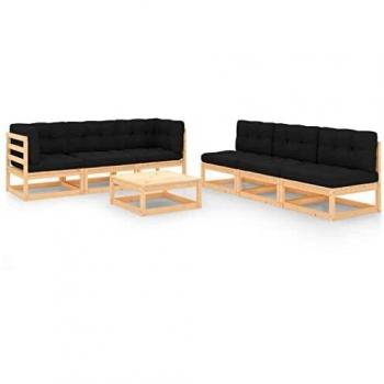 Garten-Lounge-Set 7-teilig Kiefer mit Kissen