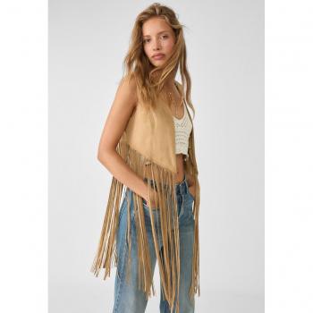 Stradivarius Weste im Westernstil Gelbbraun L