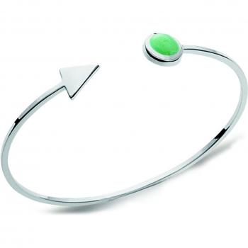 Silver Boho Green Bracelet Q0555 – 58mm Length, 8mm Width, Rhodium Plating, Aventurine Stone