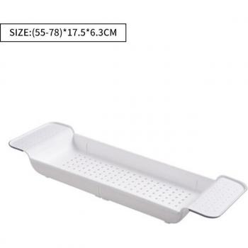 Punch‑Free Bathroom Organizer – Retractable Plastic Rack for Tub & Sink