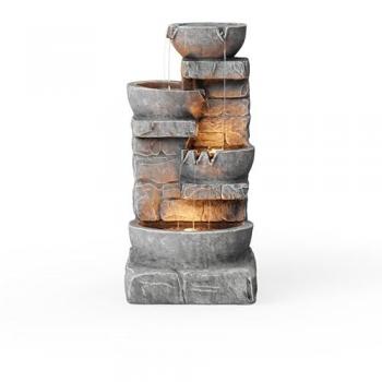 Outdoor Cascading Bowl Fountain with LED Lights