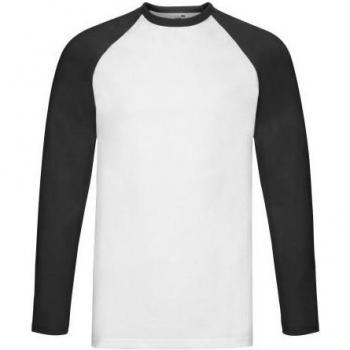 Fruit of the Loom Unisex Adult Long Sleeve Baseball Tee Contrast Wit en Rood