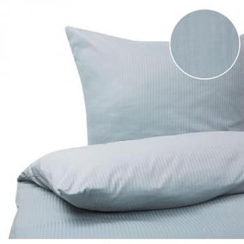 Juego de edredón y fundas de almohada 135 x 200 cm satén de algodón gris de rayas