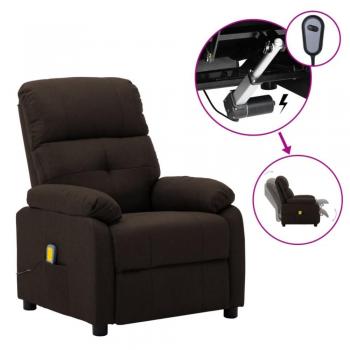 Fauteuil électrique de relaxation en tissu marron foncé