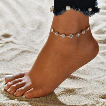 Bracelet de cheville extensible couleur argent, strass, 1/2/3 rangées