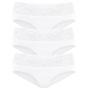 Vivance Unterwäsche Damen Slip, 3er-Pack, weiß