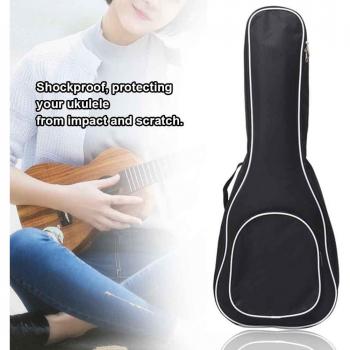 Padded Zippered Ukulele Tote Bag (Black, 21/23/26)