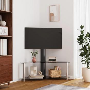 VidaXL's Corner TV Stand with 2 Tiers, designed for 32-70 inch Screens in Black and Silver