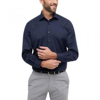 Langarmhemd ETERNA COMFORT FIT Gr. 47, Normalgrößen, blau (navy), Herren, Twill, 100% cotton, Hemden