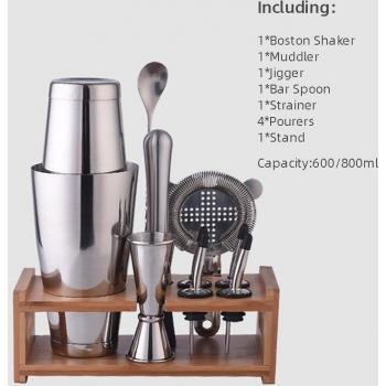 OAPE 700ml Cocktail Shaker Bausatz Edelstahl und Holz Rührgerät
