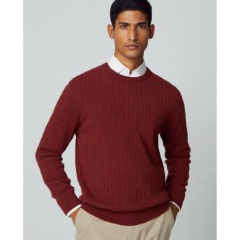 Hackett Suéter de cuello redondo de lana Lambwool rojo ladrillo