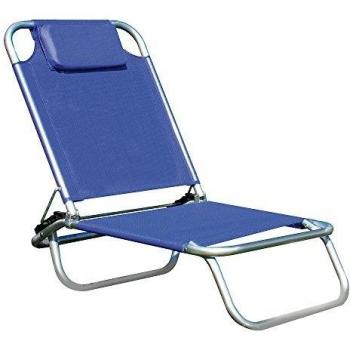 Papillon Sdraio da Spiaggia con Cuscino in Alluminio e Textilene Blu