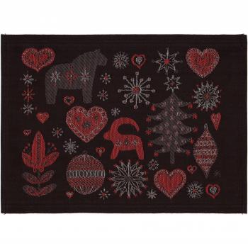 Nappe à table Ekelund Julnatt, tissu lin noir