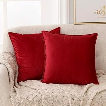 Red Crushed Velvet Cushion Covers 18x18 Inches