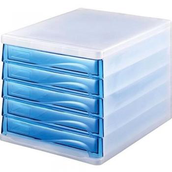 Helit 5 Compartimentos Caja Translúcida Blanco‑Azul
