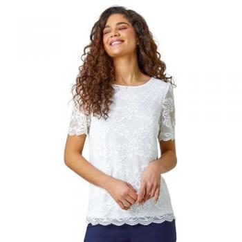 Elegant Floral Lace Crop Shirt
