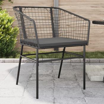 Sillones de jardín ratán sintético negro con cojines 2 uds