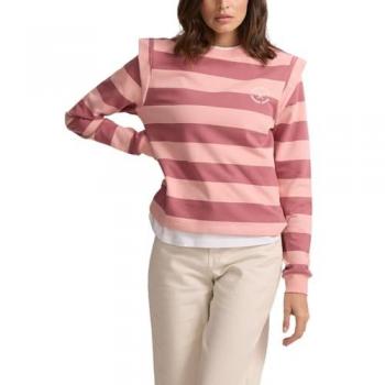 Silbon Sudadera mujer estilo rayado rosa en las hombreras