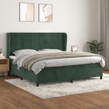 Lit avec Matelas en Velours 200x200 cm Vert Foncé