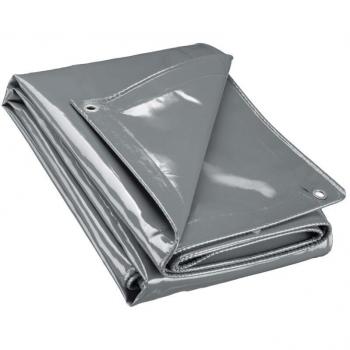 Bâche De Camion 5 X 7m Grise 650 G/m² Polyester Revêtement Pvc Œillets Inox 100cm Protection UV Intempéries Moisi Étanche Solide Haute Résistante Couverture Sécurité Routière