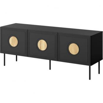 TV-Schrank Palace 150 cm mit 3D-Oberfläche in Schwarz und Eiche
