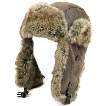 Sombrero Cuero Marrón Trapper con Bordado Sintético