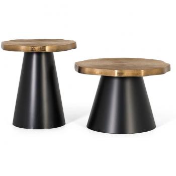 Set de mesas de centro de diseño en metal y cobre envejecido