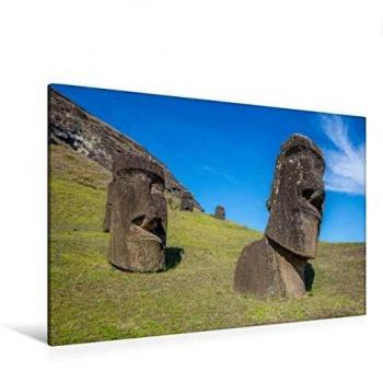 Premium Textil‑Leinwand von Manfred Leiter: Moai an der Osterinsel (120 × 80 cm)