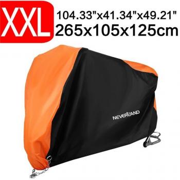 XXL 265cm 190T Black Silver Waterproof Cover for Motorcycles and Scooters D35