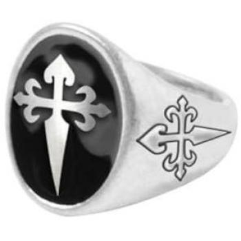 Croix Florale Bague Chevalière Blanche