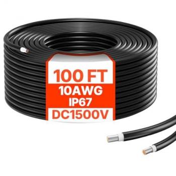 VEVOR 10AWG Solar Extension Cable (30m) – 6mm², Weatherproof PV, Black